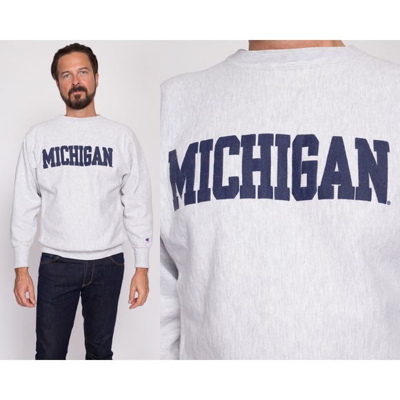 90s University Of Michigan Champion Reverse Weave‎ Sweatshirt Men's Medium - Picture 1 of 6